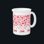 Red Confetti Hearts Pattern Personalized Beverage Pitcher<br><div class="desc">Personalize this fun design with your message, name or text for any occasion with a heartfelt celebration theme, featuring a sprinkle of confetti hearts in shades of red. Your purchase of my designs on Zazzle products helps support my livelihood as an artist! Artellus Artworks™ features original art and designs created...</div>