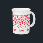 Red Confetti Hearts Pattern Personalized Beverage Pitcher<br><div class="desc">Personalize this fun design with your message, name or text for any occasion with a heartfelt celebration theme, featuring a sprinkle of confetti hearts in shades of red. Your purchase of my designs on Zazzle products helps support my livelihood as an artist! Artellus Artworks™ features original art and designs created...</div>