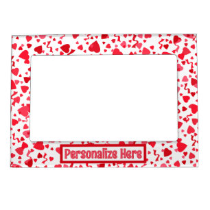 Red Confetti Hearts Personalized Magnetic Frame