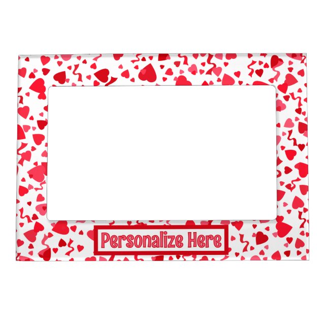 Red Confetti Hearts Personalized Magnetic Frame (Front)
