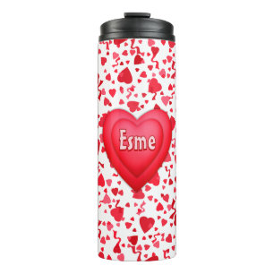 Red Confetti Hearts Personalized Thermal Tumbler