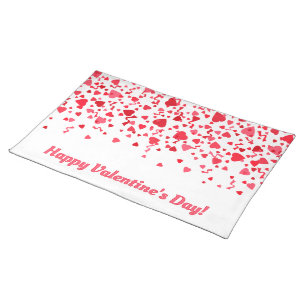 Red Confetti Hearts Valentine's Day Cloth Placemat