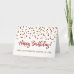 Red Confetti Sister in Law Birthday Card<br><div class="desc">Birthday card for sister in law with red and gold modern glitter confetti pattern. Please note glitter effect is photographic effect only.</div>