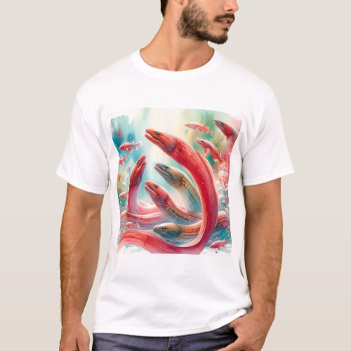 Red Conger Eels 060624AREF105 _ Watercolor T_Shirt