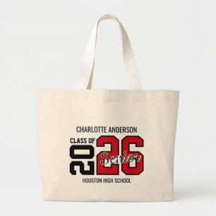 Red Congrats Graduation  Large Tote Bag