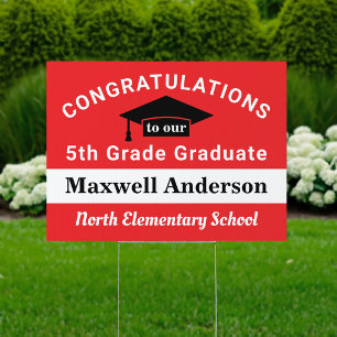 Red Congratulations 5th Grade Graduate Sign