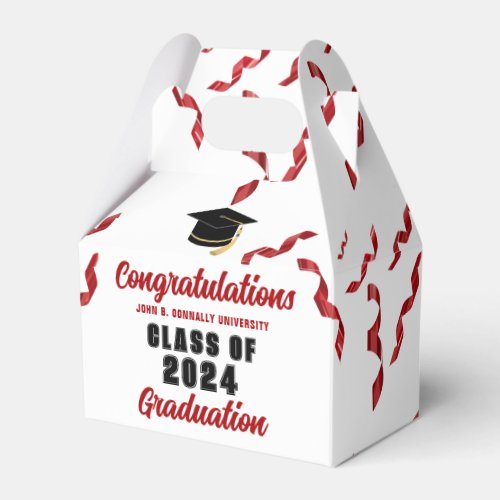Red Congratulations Class of 2024 Graduation Party Favor Boxes