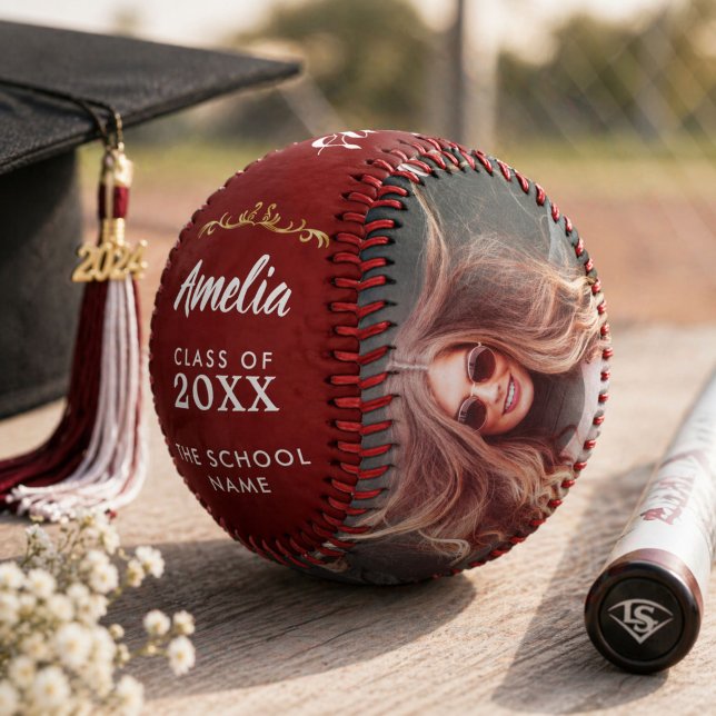 Red Congratulations Grad Graduation 2 Photo Softball (Creator Uploaded)