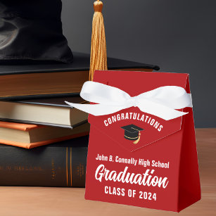 Red Congratulations Graduate 2024 Graduation Party Favor Boxes
