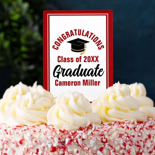 Red Congratulations Graduate Custom 2024 Party Cake Topper
