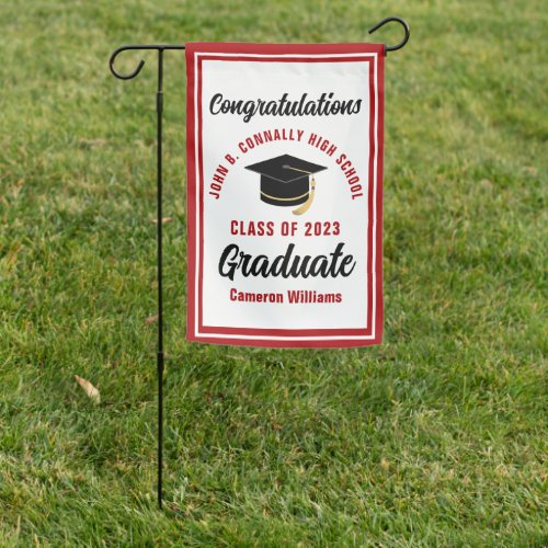 Red Congratulations Graduate Custom Graduation Garden Flag