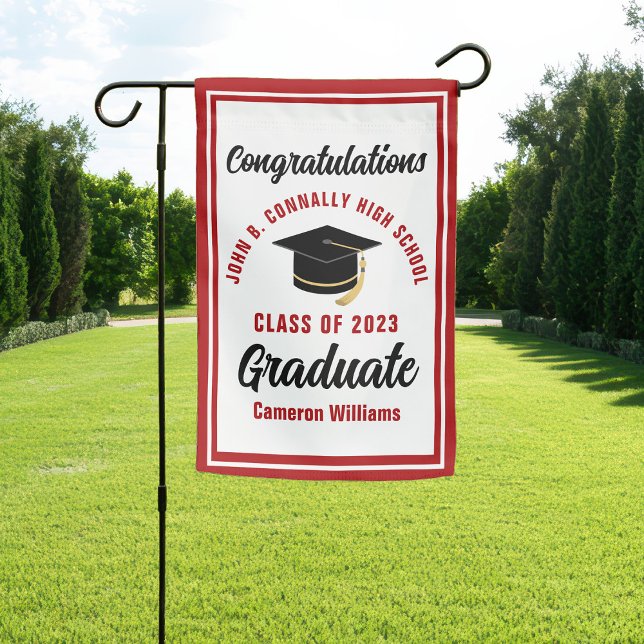 Red Congratulations Graduate Custom Graduation Garden Flag (Creator Uploaded)