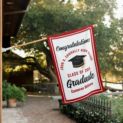 Red Congratulations Graduate Custom Graduation House Flag