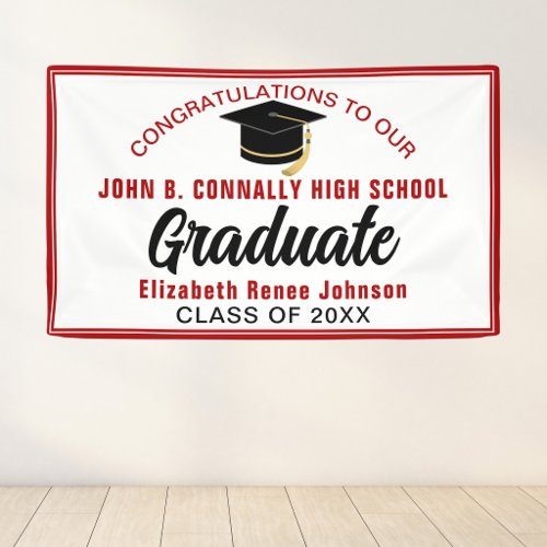 Red Congratulations Graduate Customized Party Banner