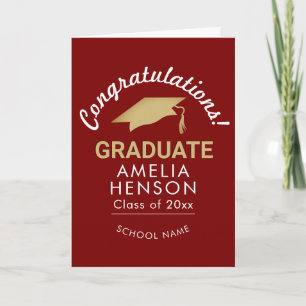 Red Congratulations Graduate Graduation Cap Card