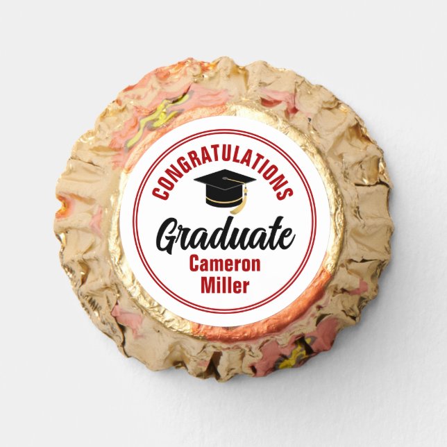 Red Congratulations Graduate Personalized Party Reese's Peanut Butter Cups (Front)
