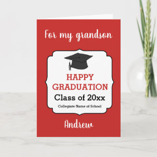 Red Congratulations Grandson Graduation Card