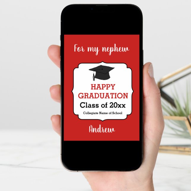 Red Congratulations Nephew Graduation Card (Front Digital)