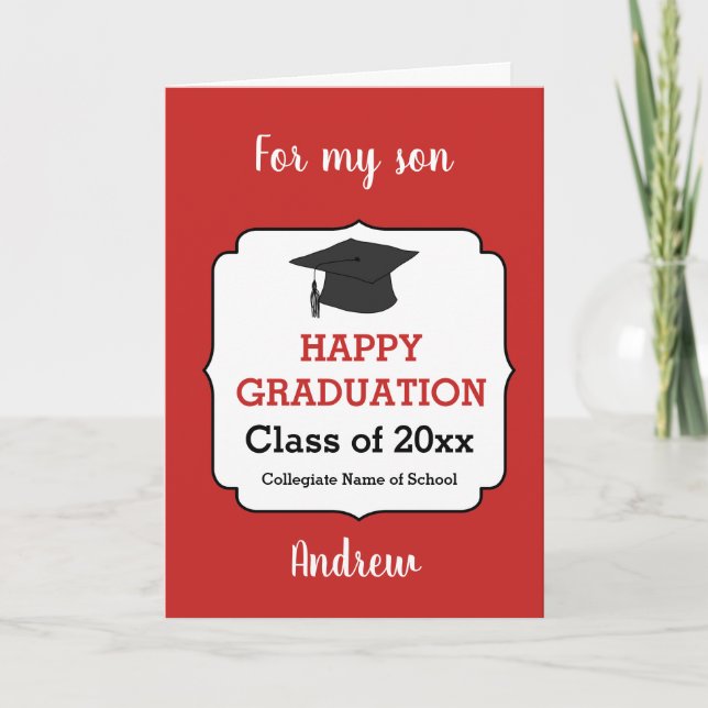 Red Congratulations Son Graduation Card (Front)