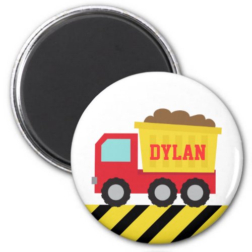 Red Construction Dump Truck Personalized Magnet