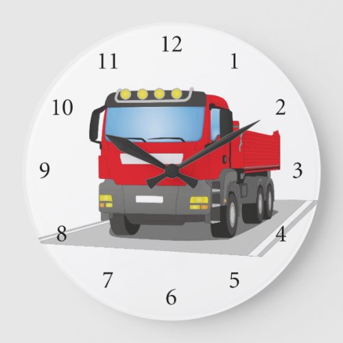 Red construction sites HGV Large Clock