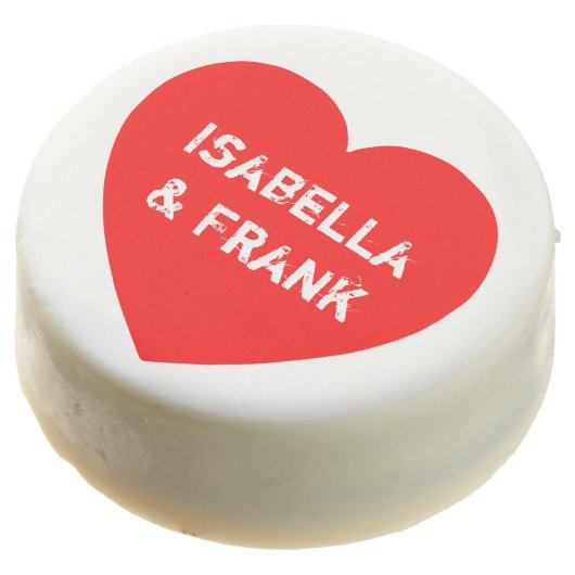 Red Conversation Heart Chocolate Dipped Oreo (Angled)