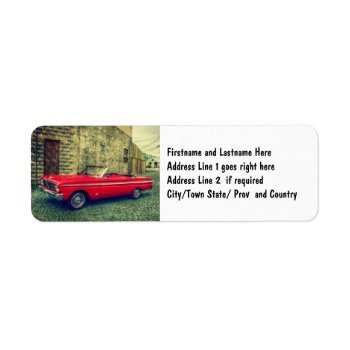 Red Convertible Collector Car Downtown Label by CountryCorner at Zazzle