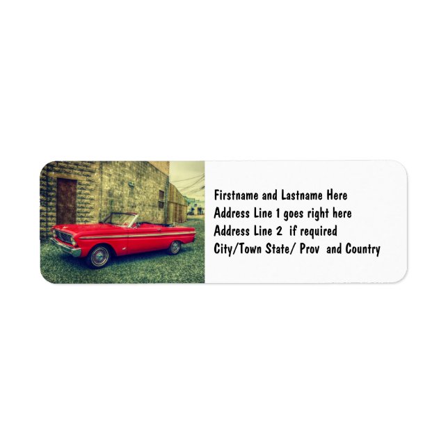 Red Convertible Collector Car Downtown Label (Front)