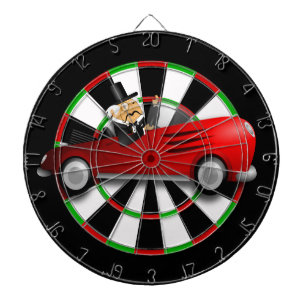 Red convertible sports car dart board