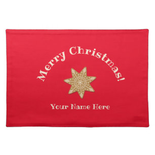 Red Cookie Snowflake Christmas Holiday Cloth Placemat
