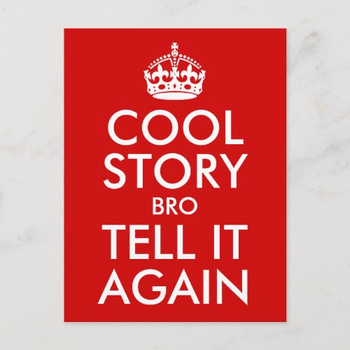 Red Cool Story Bro Tell It Again Postcard