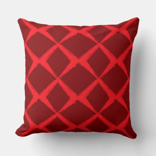 Red cool trendy urban x shape brush strokes throw pillow
