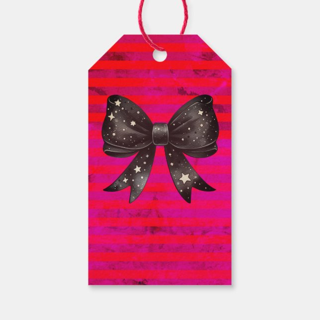 Red Coquette bow Halloween Gift Tags (Back)