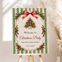 Red Coquette Bow Script Christmas Tree Party