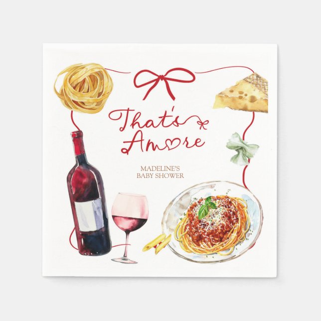 Red Coquette Bow That's Amore Napkins (Front)