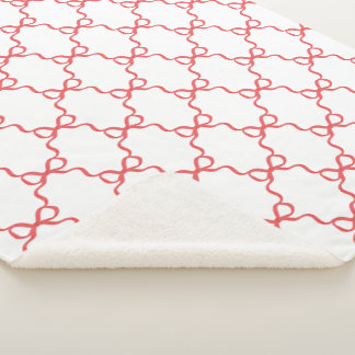 Red  Coquette Bow Trellis Christmas Sherpa Blanket