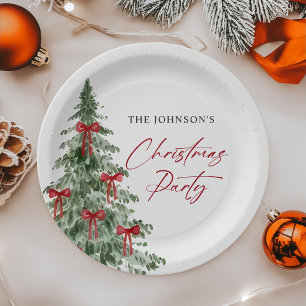 Red Coquette Christmas Tree Party Paper Plates