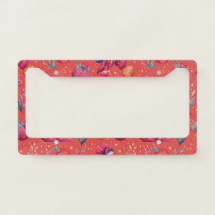 Red Coquette Cocktail Girl Pattern License Plate Frame