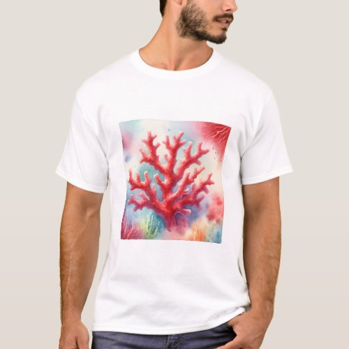 Red Coral AREF1812 _ Watercolor T_Shirt