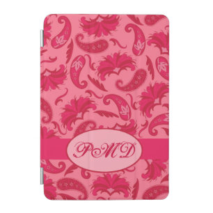 Red Coral Art Deco Parisian Paisley Monogram iPad Mini Cover