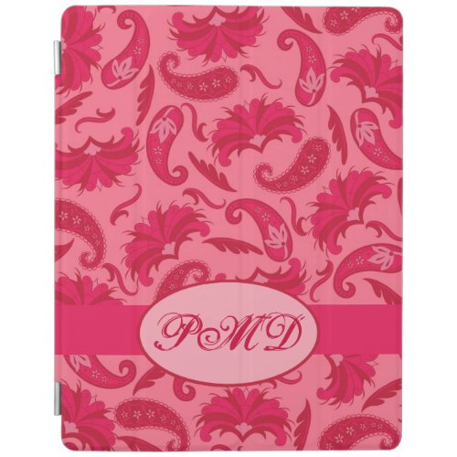 Red Coral Art Deco Parisian Paisley Monogram iPad Smart Cover