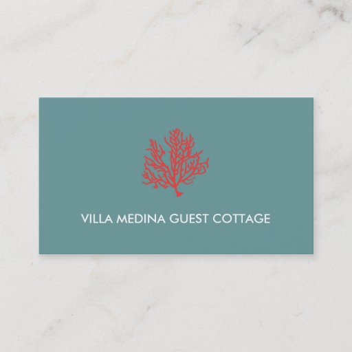 Customizable Red Coral Beach Business Card