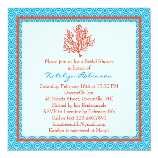 Coral Wedding Shower Invitations 6