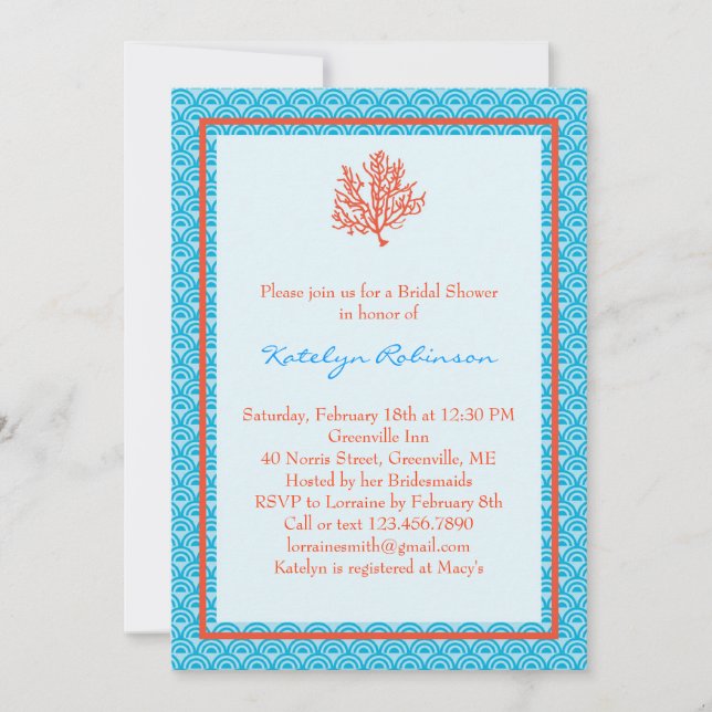 Red Coral Bridal Shower Invitation (Front)
