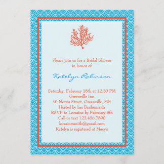 Red Coral Bridal Shower Invitation