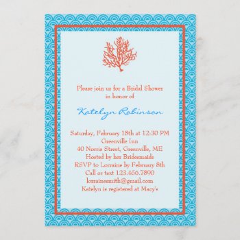 Red Coral Bridal Shower Invitation by marlenedesigner at Zazzle