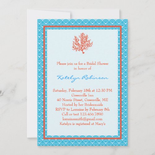 Red Coral Bridal Shower Invitation