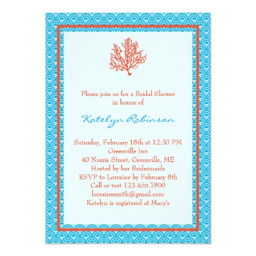 Coral Wedding Shower Invitations 5