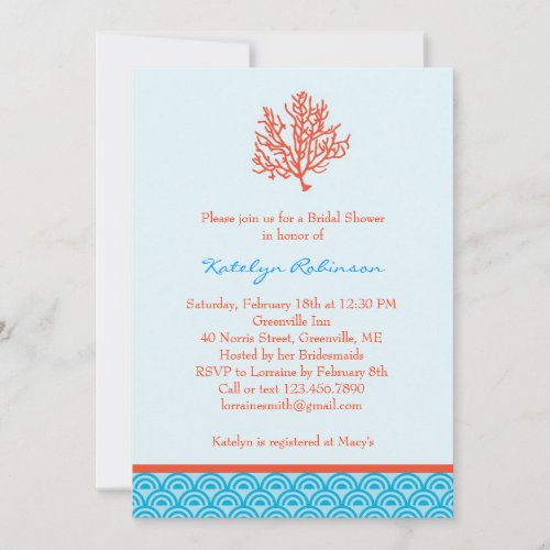 Red Coral Bridal Shower Invitation