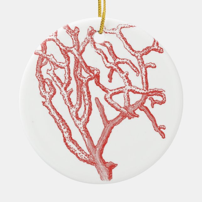 Red Coral Ceramic Ornament (Front)